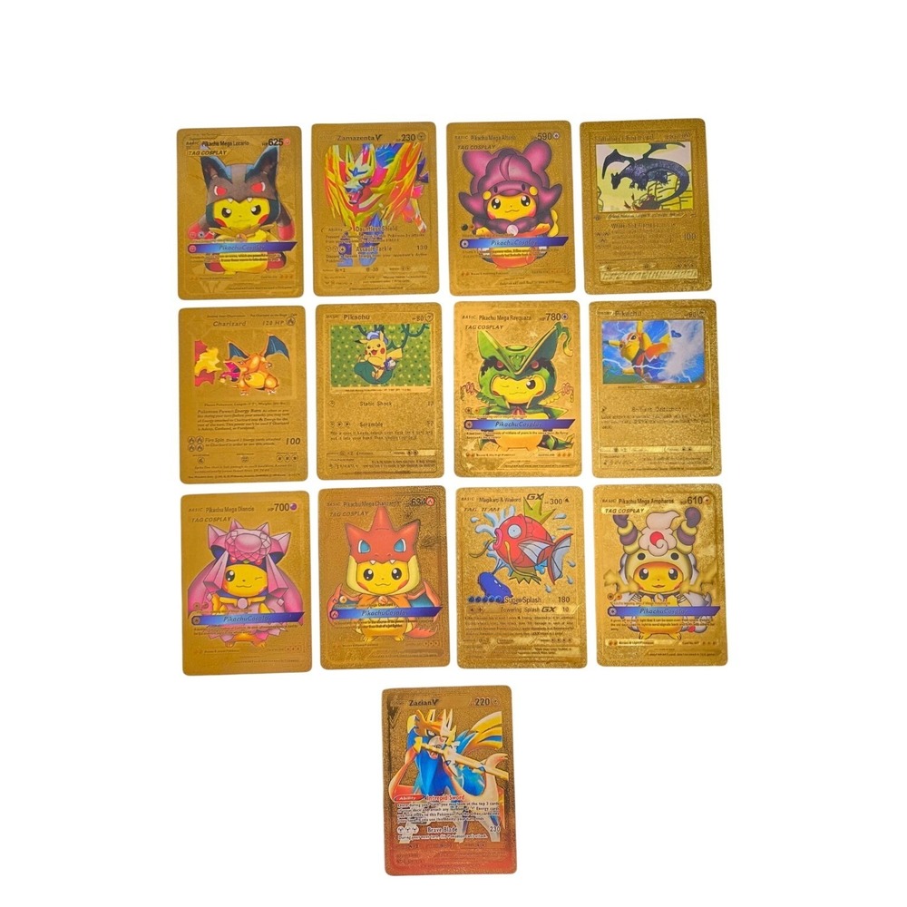 Magikarp and Wailord GX Pokemon Gold Foil Card Fan Art Lot of 13 Rare w Sleeves